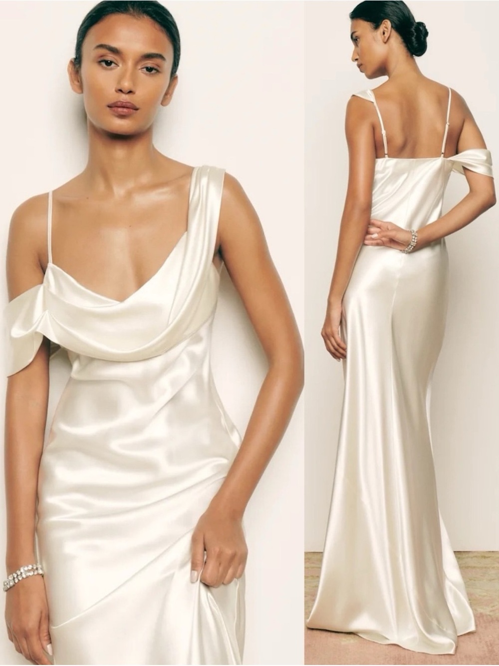 NEW NWT Reformation Ronda silk dress ivory sz 6